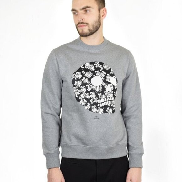 PS Paul Smith Crewneck Sweatshirt Grey Monkey Skull Small - Picture 8 of 8